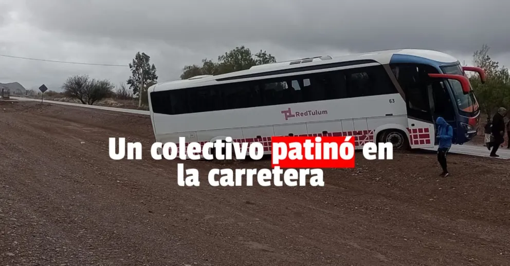 Un colectivo patinó en el pavimento y se desvió de la carretera 