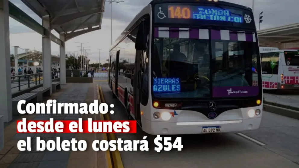 Confirmado: desde el lunes el boleto de colectivo costará $54 