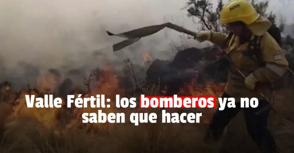 Incendio en Valle Fértil: se tuvo que usar un helicóptero provincial para sofocar el fuego 