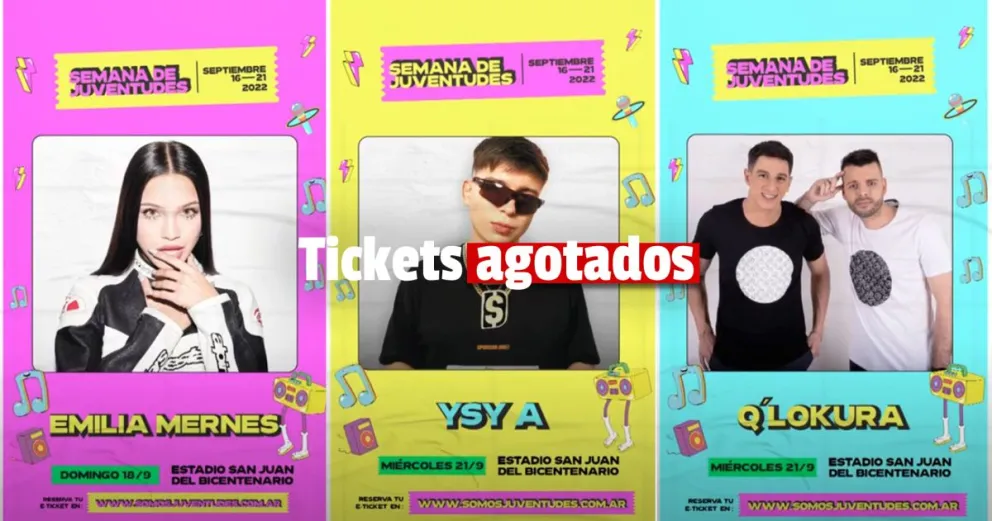 Semana de las Juventudes: se agotaron los tickets para Emilia, Q´Locura y YSY A