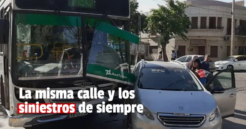 Nuevamente un colectivo y un auto chocaron en un cruce peligroso