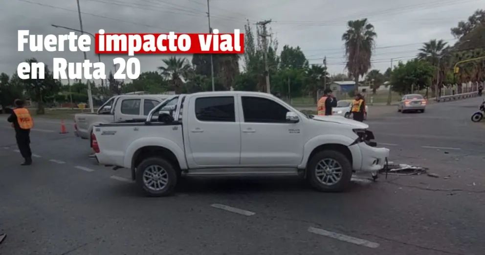 Ruta 20: Violento choque entre dos camionetas