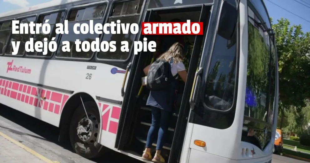 Abordo el colectivo armado, robó dos celulares y huyó.