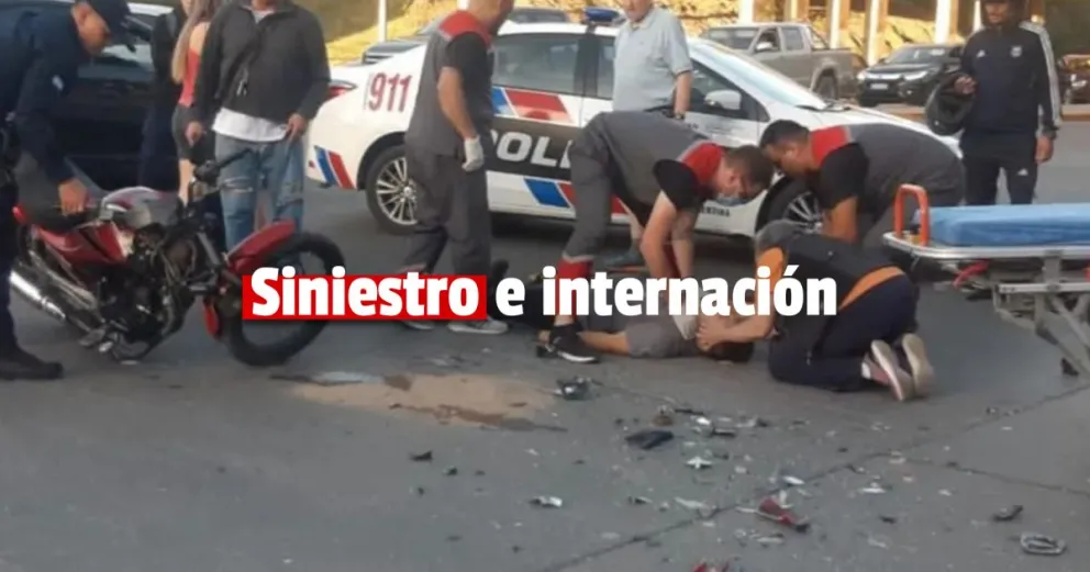 Un motociclista terminó internado tras ser chocado por un auto en Capital 