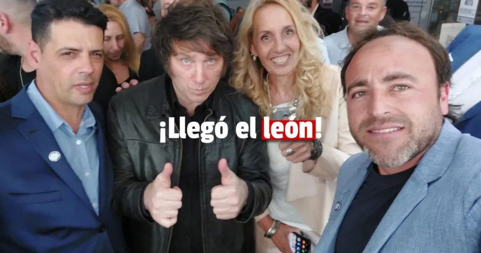 Llego Milei y fue recibido por militantes 