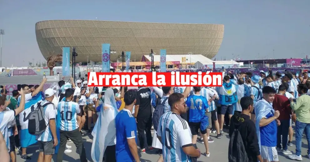 Ya los hinchas argentinos coparon la cancha para vivir el primer partido de la Selección