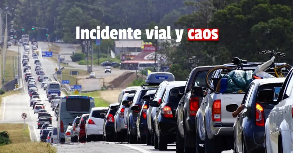 Incidente vial y embotellamiento en la Ruta 40