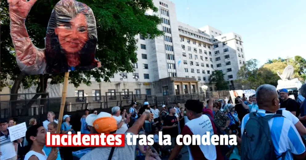 Incidentes en Comodoro Py: crece la tensión de los militantes tras la condena a Cristina Kirchner