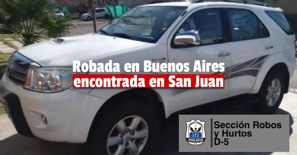 Secuestran en Chimbas una camioneta robada en Buenos Aires