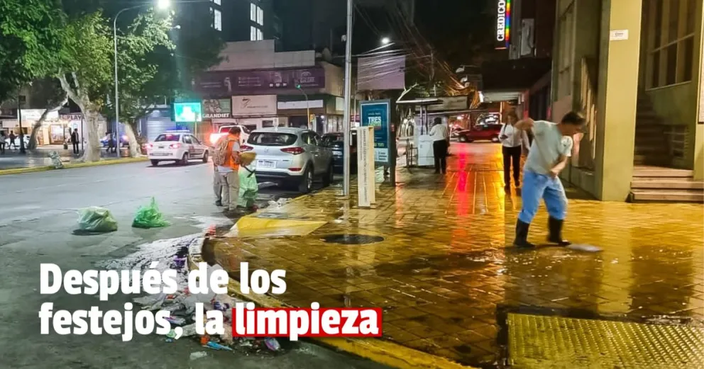 Capital sacó cuatro camionadas de basura del microcentro tras los festejos por la Selección 