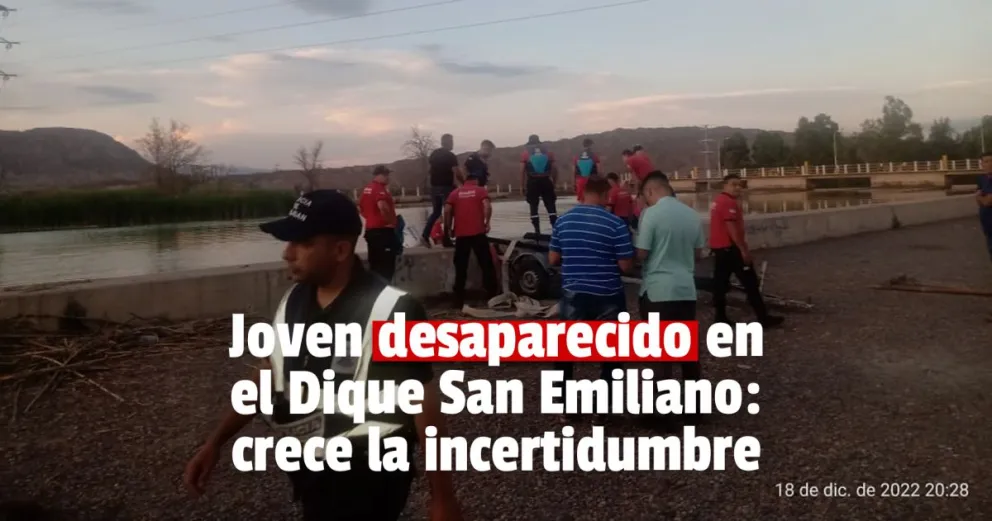 Continúa la búsqueda del joven que desapareció en el dique San Emiliano 