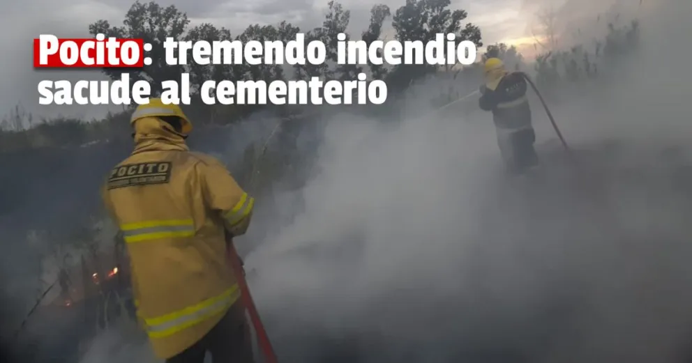 Pocito: bomberos trabajan para sofocar un gran incendio