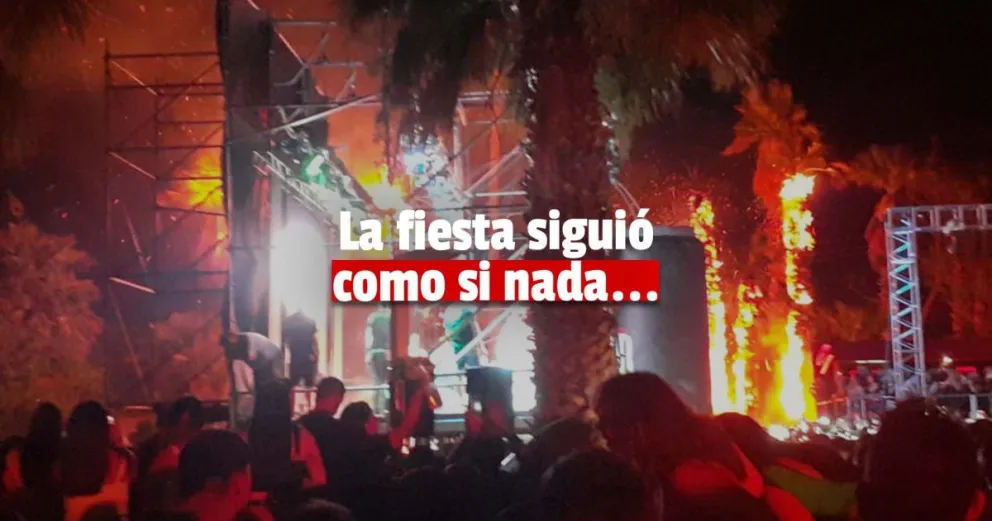 Fuego en un boliche: tiraron fuegos artificiales y se incendiaron varias palmeras 