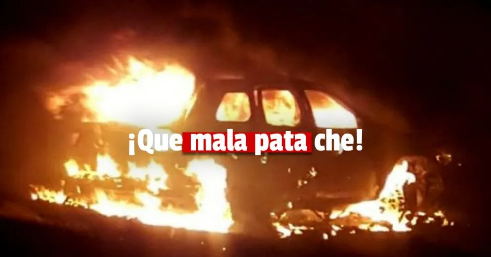Por un desperfecto mecánico se le prendió fuego el auto 