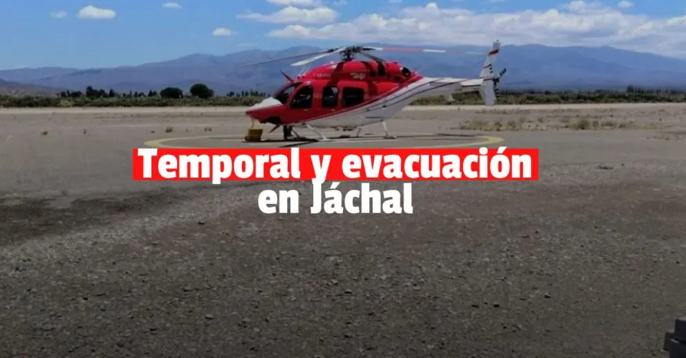 Por un fuerte temporal en Jáchal, una mujer tuvo que ser evacuada en helicóptero