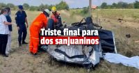 Fallecieron dos sanjuaninos tras volcar un auto en Ruta Nacional 127