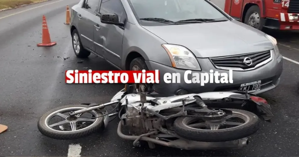 Una moto y un auto protagonizaron un nuevo siniestro vial en Capital 