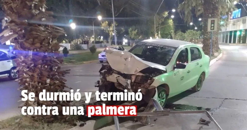 Se quedó dormido, perdió el control del auto y chocó contra una palmera