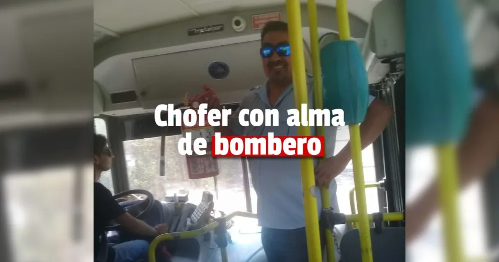 Un colectivero se convirtió en héroe y apagó un incendio