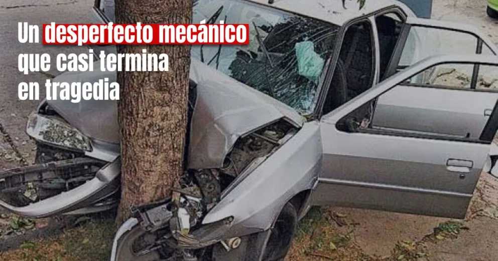 El auto tuvo una falla mecánica y terminó chocando contra un árbol 