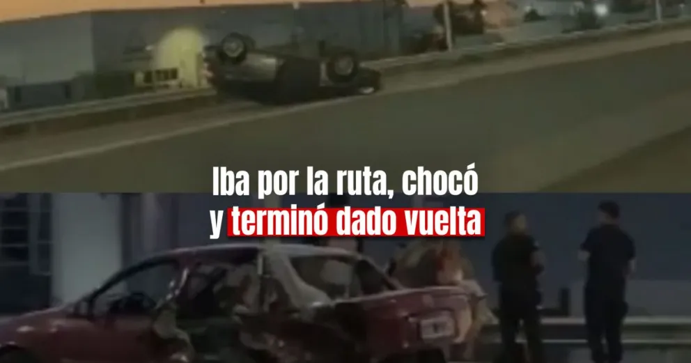 Impactante choque y vuelco en Ruta 40