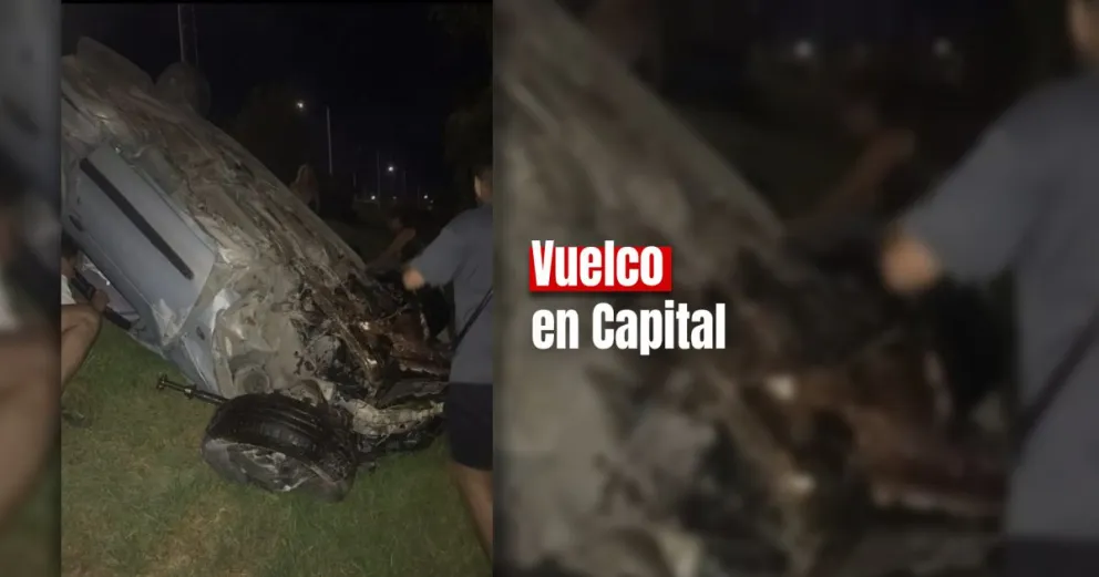 Un hombre perdió el control de su vehículo y volcó en Capital