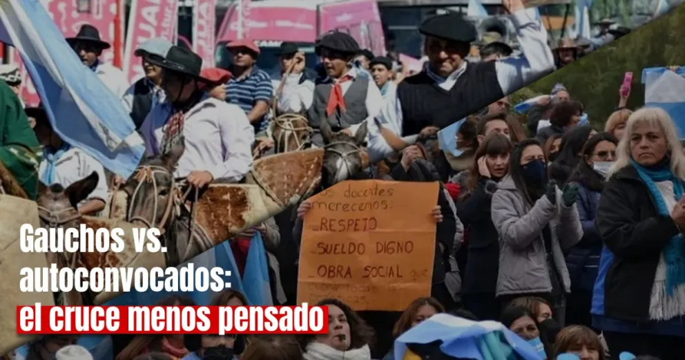Los gauchos salieron al cruce de los docentes autoconvocados por la Cabalgata de la Fe 