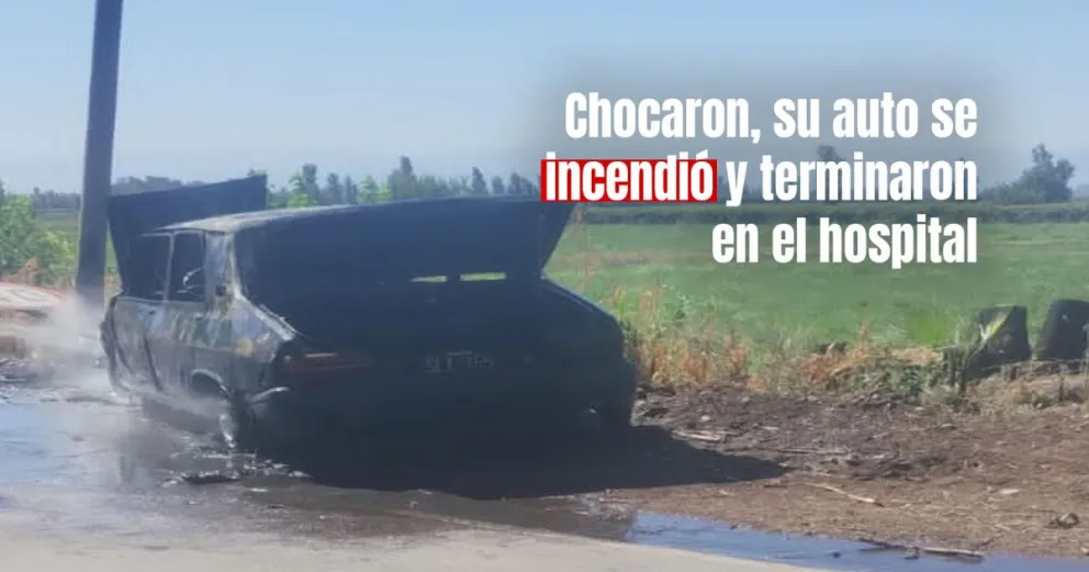 Un auto se incendió luego de chocar 