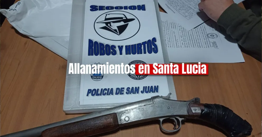La policía allanó dos casas en Santa Lucia y secuestraron una escopeta 
