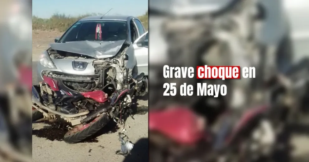 Un motociclista chocó de frente contra un auto y está grave