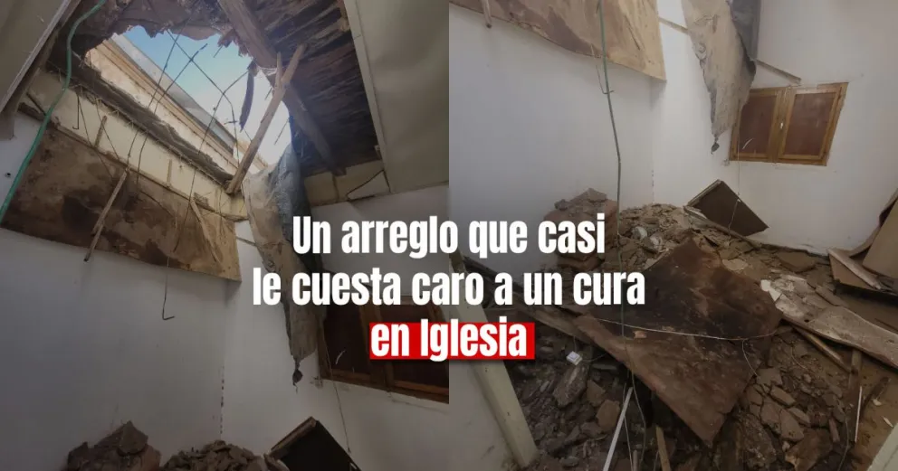 El techo de una iglesia se derrumbó y un cura resultó herido