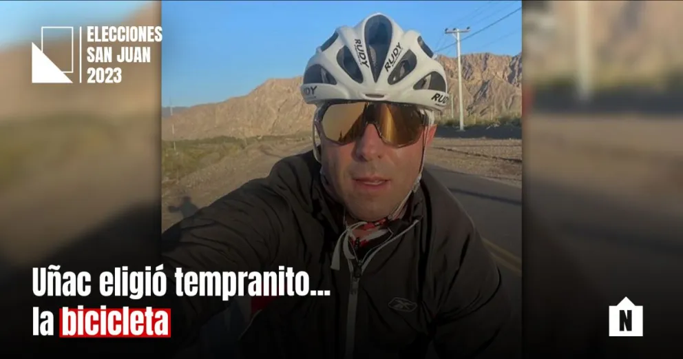 Sergio Uñac comenzó la jornada electoral subido arriba de la bicicleta