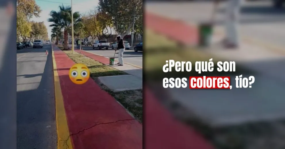 Polémica en Caucete por el color con el que pintaron el boulevard de la Diagonal 